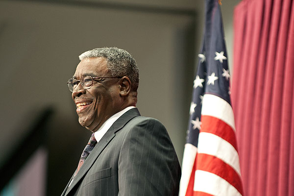 Dr. Weary speaking at MLK breakfast