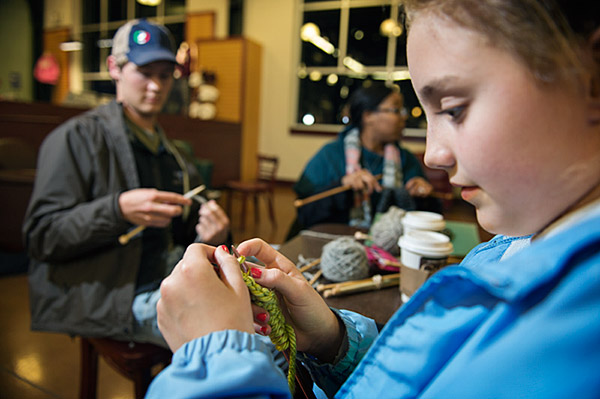 Knitting at Fiber Arts Club