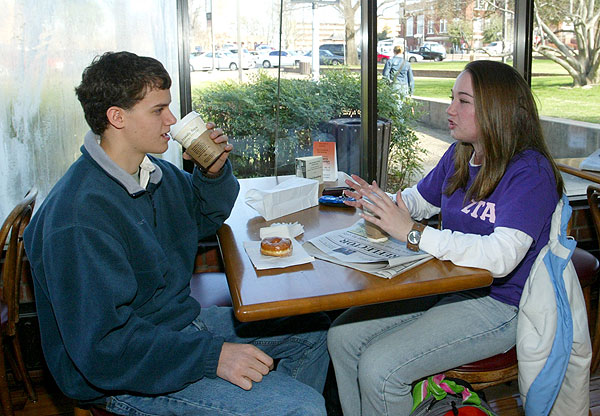 Enjoying a break at the Bakery