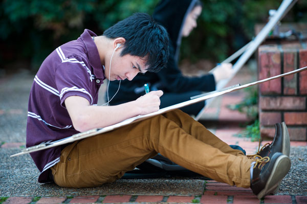 Students Drawing  Chapel Tower