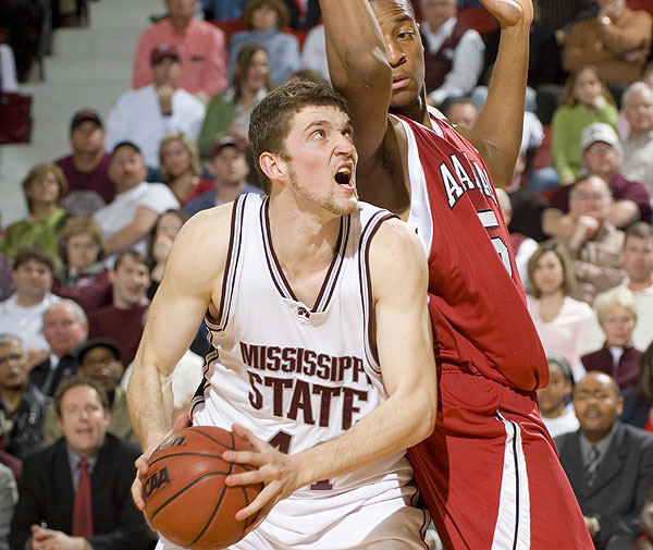 Basketball action vs Arkansas