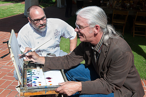 L-R: Robert St. John, renowned chef and restauranteur and acclaimed watercolorist Wyatt Waters