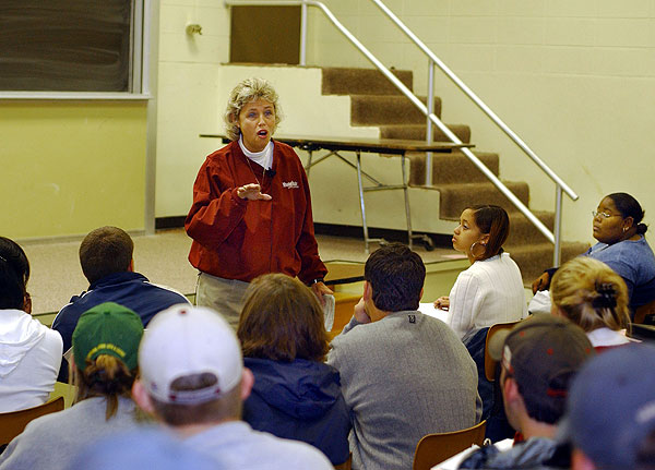 Sharon Fanning speaks to Chemistry class