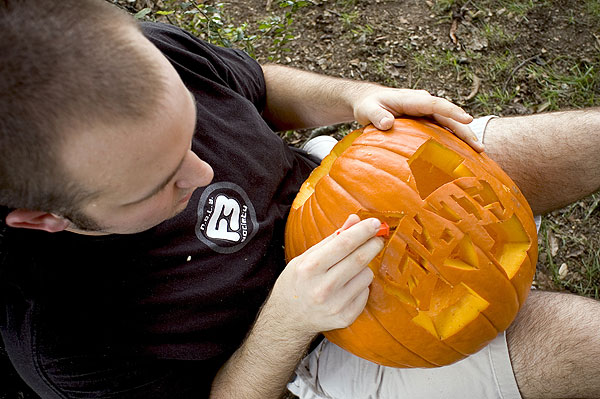 Art student carves M-State pumpkin