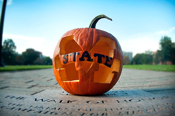 MSU Halloween Pumpkin on Drill Field