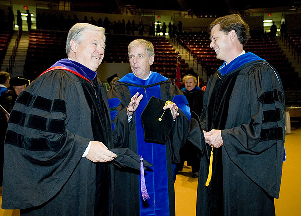 Barbour and Pickering chat with Foglesong at Inauguration