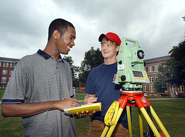 Surveying class on Drill Field