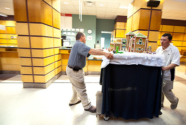 Library Gingerbread House on the move