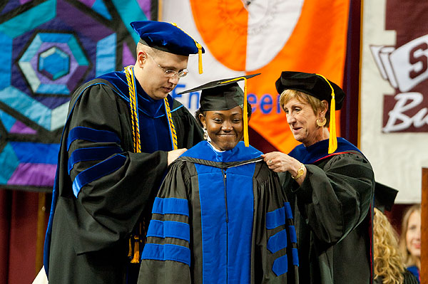 Graduate being hooded