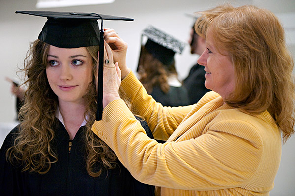 Mother and daughter getting ready for graduation