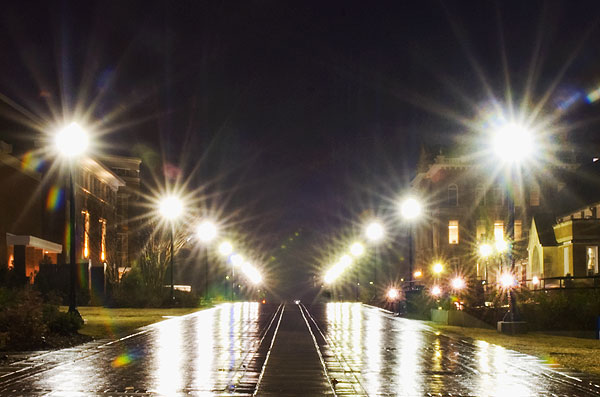 Old Main Plaza in the rain