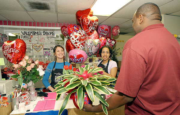 Selling valentines gifts at Floristry