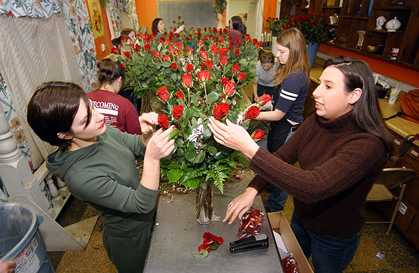 Floristry preparing for Valentine&amp;#039;s Day