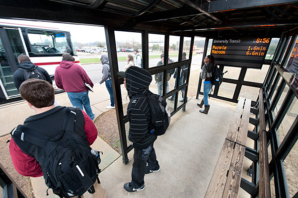 Shuttle Bus Shelter Arrival Time Signs