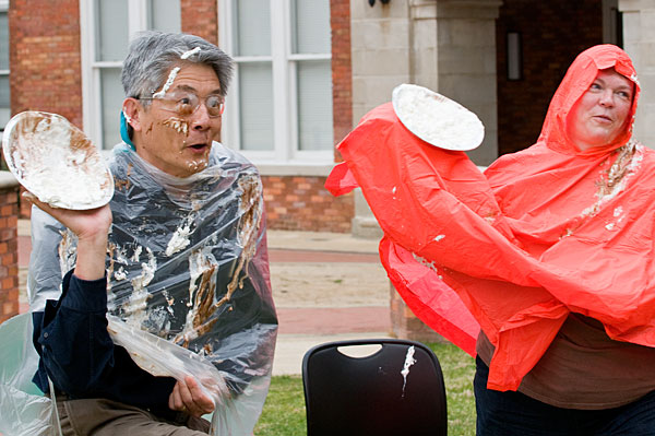 Faculty throw pies at students