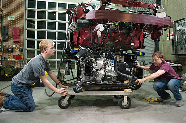 EcoCAR installing engine