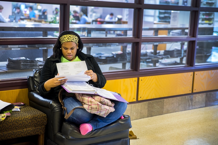 Student Studying In Library