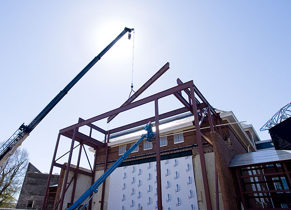 Putting beams up on Lee Hall expansion