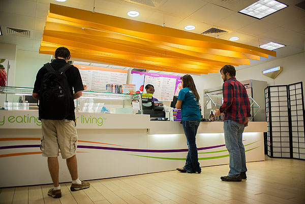 Students getting refreshments at Freshens in the Union.