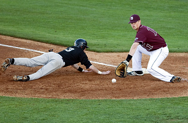 MSU vs. UALR baseball - first base steal