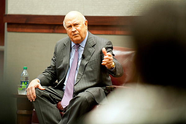 Former South African FW de Klerk speaks to students