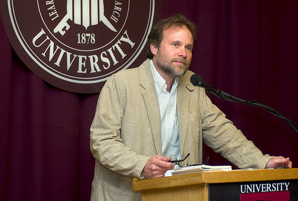 Brad Watson reads during Cotton District Literary Festival