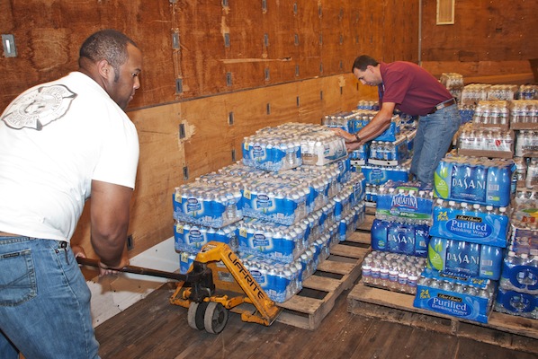 Collecting supplies for tornado victims