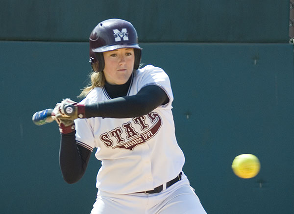 Softball action vs Ole Miss