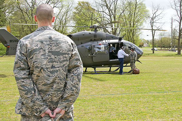 Gen. Deptula arrives by helicopter