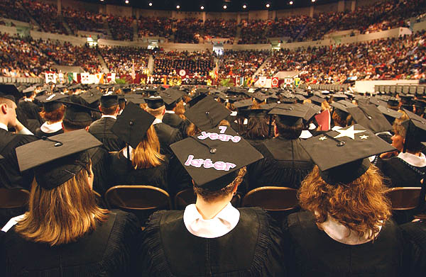 Graduation mortar board at graduation