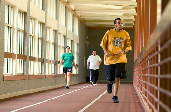 Running laps on the track