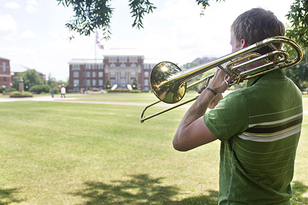 Trombone practice on Drill Field