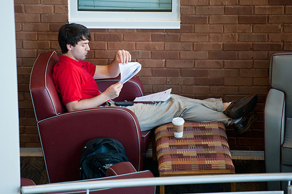 Student Studying in McCool Atrium