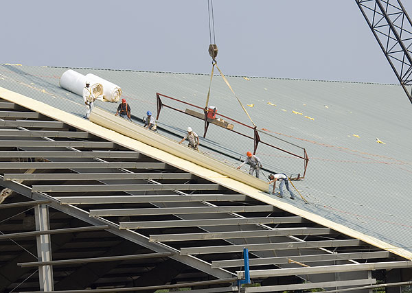 Finishing up roof at Palmeiro Center