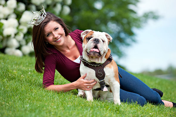 Miss MSU, Jessica Terrill, poses with Champ