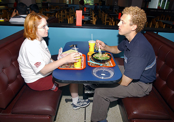 Eating lunch at the Food Court