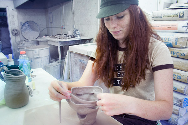 April Carrigee in Robert Longs Ceramic Class