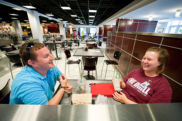 Students enjoy a snack in Union Food Court