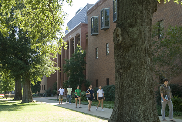 Students walking to class in front of McCool