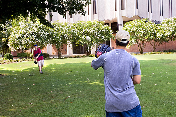 Baseball in the shade