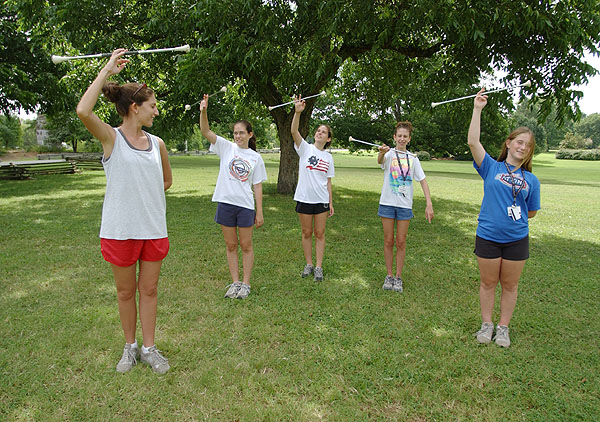 Baton twirlers at band camp