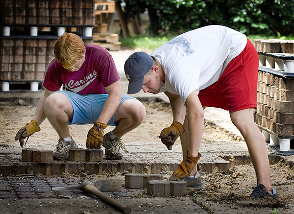 Removing brick for Lee Hall expansion