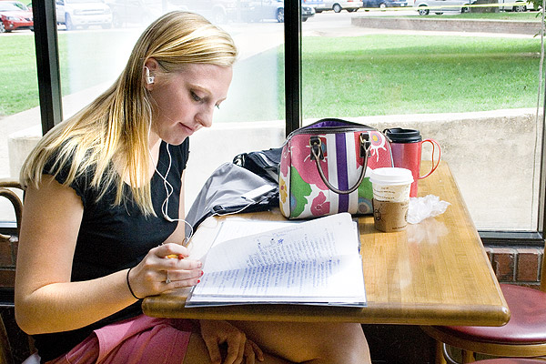 Emily Orr studying at bakery