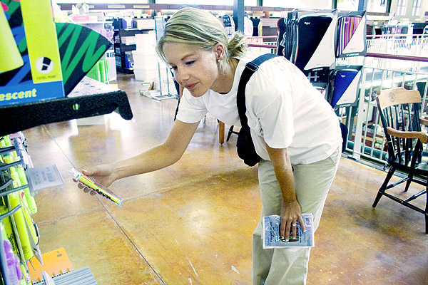 Kristen L. Bland buying a highlighter at Barnes and Noble