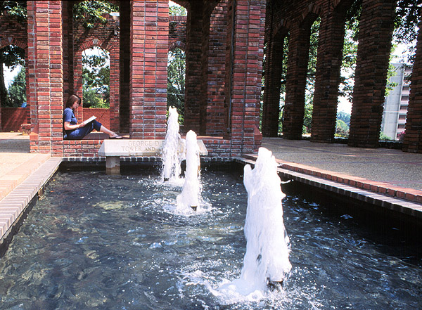 Student finds a cool spot to study