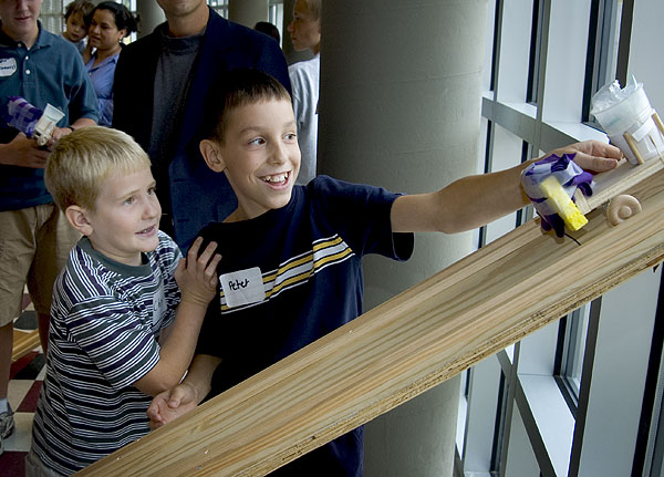 Kids crash testing cars at CAVS