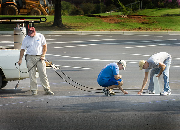 Striping Hathorn Hall parking lot