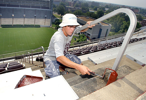 Painting football stadium steps