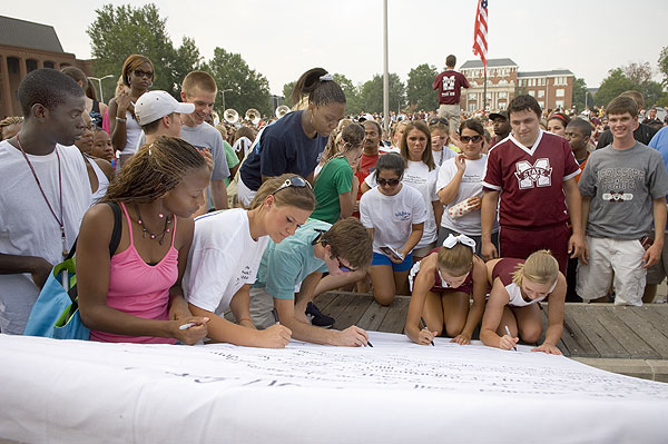 Signing the MSU Creed at the Drill