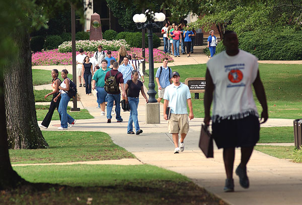 Students walk to class